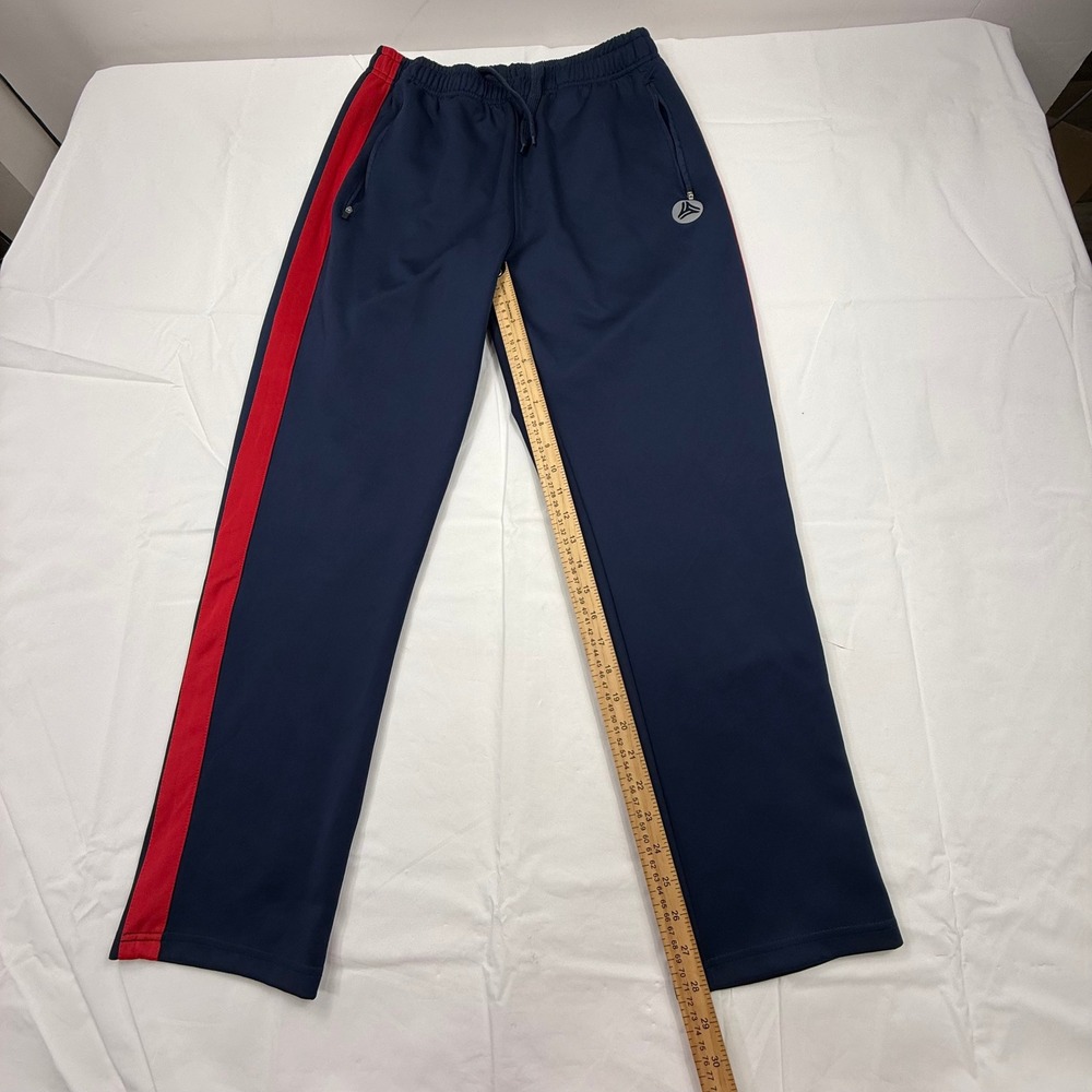 Anotwener Mens Track Pants Navy Blue Red Side Stripe Zipper Pockets 2XL - Picture 2 of 8